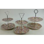 James Kent Chintz Du Barry Fenton Pottery items to include: Three two tier cake stands,