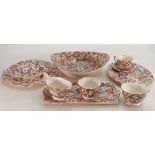 James Kent Chintz Du Barry Fenton Pottery items to include: Cup & saucer, milk jug, sugar bowl,
