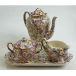 James Kent Chintz Du Barry Fenton Pottery items to include: Coffee pot, milk,