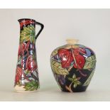 Moorcroft Red Ribbons Ewer and Red Lily Vase: Red Ribbons ewer M.C.