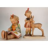 Goebel figure group (136/V) Girl With Deer together with (3/II) Girl with Book: Dated 1972,