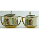 Royal Doulton The Ancient World Seriesware Tea set: Comprising two handled covered sugar bowl &