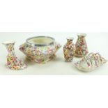 James Kent Chintz Du Barry Fenton Pottery items to include: Toast rack,