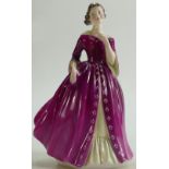 Royal Doulton prototype figure of a lady: In a red dress decorated with white flower heads designed