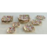 James Kent Chintz Du Barry Fenton Pottery items to include: Pickle dishes x 4, similar sweet dish,