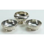 Pair of heavy silver Salts & one other: Pair of salts hallmarked Sheffield 1948,