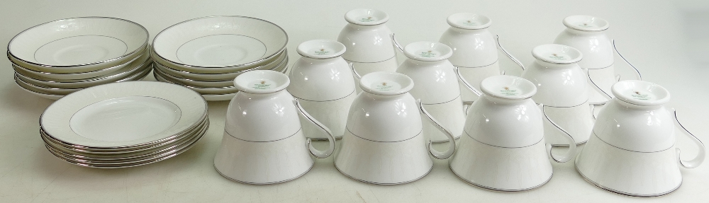 Waterford for Wedgwood Lismore Platinum patterned tea ware to include: 10 cups, 10 saucers,