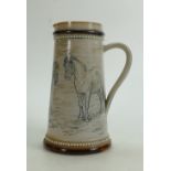 Doulton Lambeth Stoneware Lemonade Jug: Decorated with mountain ponies by Hannah Barlow,
