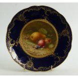 Coalport gilded and hand painted Cabinet plate: Decorated with fruit by F H Chivers, diameter 22cm.