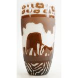 Decorative Glass with Animal pattern relief decorated Vase: Height 26cm.