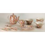 James Kent Chintz Du Barry Fenton Pottery items to include: Coffee pot (16cm high), milk jug,