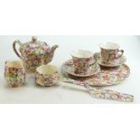 James Kent Chintz Du Barry Fenton Pottery items to include: Teapot pot, milk, sugar,