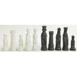 Wedgwood Jasperware chess pieces: Wedgwood Black Basalt and white chess pieces designed by Arnold