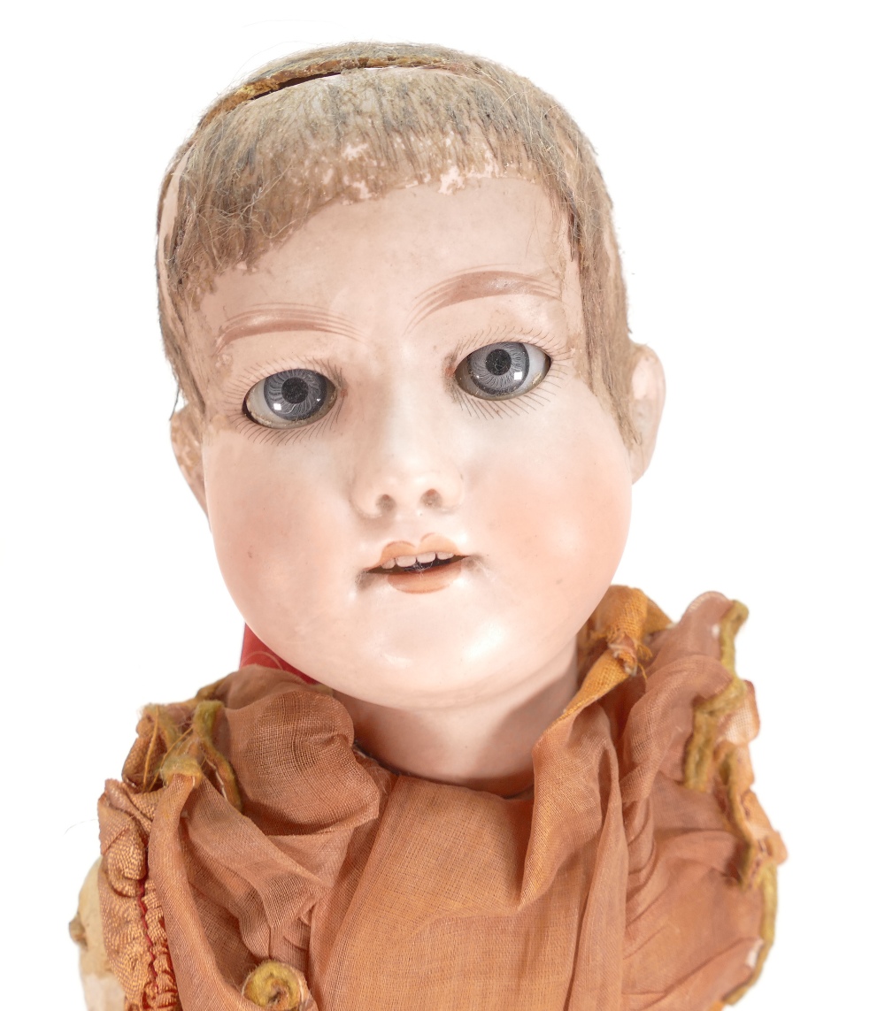 Armand Marseille China Doll with moving eyes: Missing most hair, marked D.R.G. - Image 4 of 4