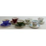 A collection of Shelley cups and saucer sets to include: English Lakes 13788, Strawberries 1279,