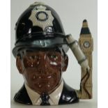 Royal Doulton large size character jug The London Bobby D6744: Rare African American Policeman