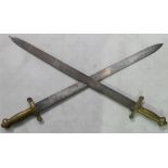 Pair of 19th century German Brass Hilted Short Swords: With single edged blade,