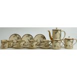 Japanese Satsuma Coffee set: Coffee set decorated with flowers comprising coffee pot,