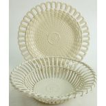 Wedgwood Creamware Basket and under plate: Dated 1984, diameter 28cm.