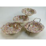 James Kent Chintz Du Barry Fenton Pottery items to include: Large and two smaller fruit bowls and