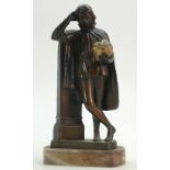 A circa 1920 Richard Lange Austrian patinated Bronze model of Hamlet: Model holding a cold painted