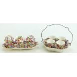 James Kent Chintz Du Barry Fenton Pottery items to include: Egg cup tray with egg cups and a