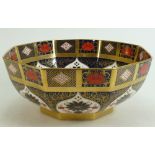 Royal Crown Derby octagonal Bowl in the Imari design: Diameter 28cm, in original presentation box.