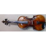 1920s Violin in case: Neck stamped Stainer, in original case with bow.