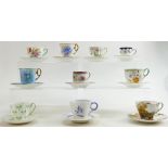 A collection of Shelley cups and saucer sets to include: Blue Harebell 12395, Heather 13419,