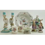 Collection of 18th / early 19th century porcelain: Vendors notes indicate Chelsea Derby pair of