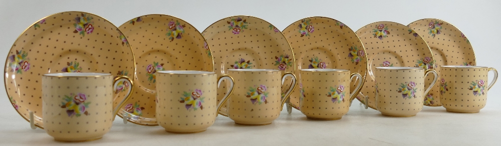 Spode Old Concord patterned coffee cans: A set of six cups and saucers.