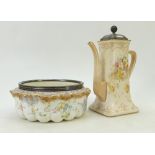 Doulton Burslem Spanishware: Doulton Burslem Islamic style kettle decorated all around with flowers,