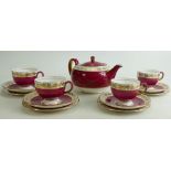 Wedgwood Whitehall patterned tea ware to include: 6 x cups and saucers, teapot, cream & sugar bowl,