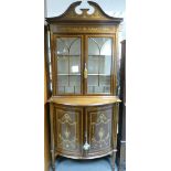 Edwardian bow fronted glazed Display Cabinet: Height 222cm,