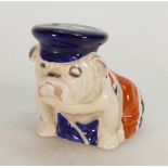 Royal Doulton small size Bulldog with cap & cigar: Cigar broken & paint flake on cap.