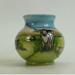 Moorcroft Spring Lamb Vase: Trial piece dated 12.03.19. Height 10cm, firsts in quality.