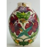 Moorcroft Dahlia vase: Design Trial dated 26/11/04. Height 21cm, boxed.