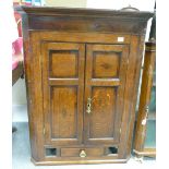 George III oak double door Corner Cupboard: Height 115cm x 61cm x 61cm