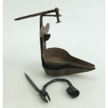 18th century iron Rush Light & Candle holder,