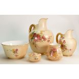 A collection of Royal Worcester Blush Ivory items: To include large & small jugs, vases etc.