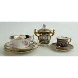 Gilded china items: Comprising Coalport gilded trio,