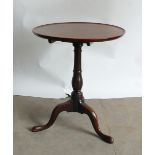18th century Mahogany Tilt Top Tripod Table: Table size 58cm wide x 72cm high.