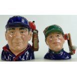 Royal Doulton prototype Golfer character jugs: Royal Doulton midsize character jug The Golfer D7064