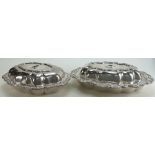 Two silver plated Entree dishes: Highly decorative fine quality silver plated entree dishes with