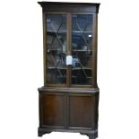 Mahogany large size double Corner Cupboard: Nice quality with blind fret panel above astragal