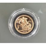 22ct gold full proof Sovereign dated 1979: In plastic case and boxed.