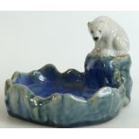 Royal Doulton Lambeth dish: Modelled as a polar bear on glacier, diameter 15cm x 12cm high.