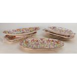 James Kent Chintz Du Barry Fenton Pottery items to include: Sandwich plates in various sizes,