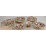 James Kent Chintz Du Barry Fenton Pottery items to include: Six small bowls, two frilled bowls,