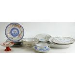 A collection of Japanese porcelain items: Including plates decorated with birds, dishes,